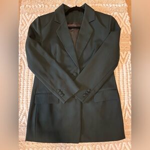 Oversized dark green blazer with two buttons